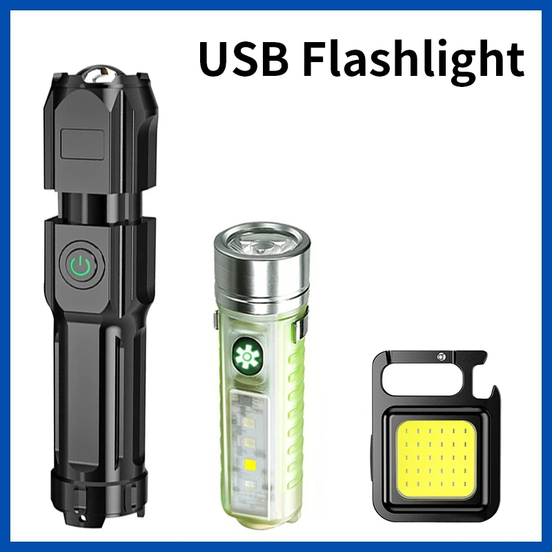 

Strong Light Portable FlashlightHigh-power USB Rechargeable Zoom Lamp Tactical Flashlight Outdoor Lighting LED Flash Light