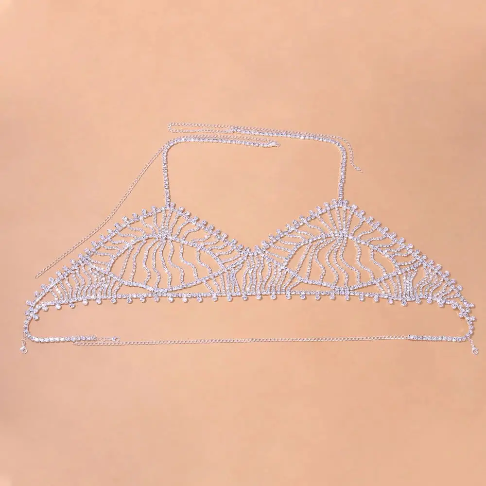 Модное женское нижнее белье с кристаллами ажурная нагрудная цепочка для тела