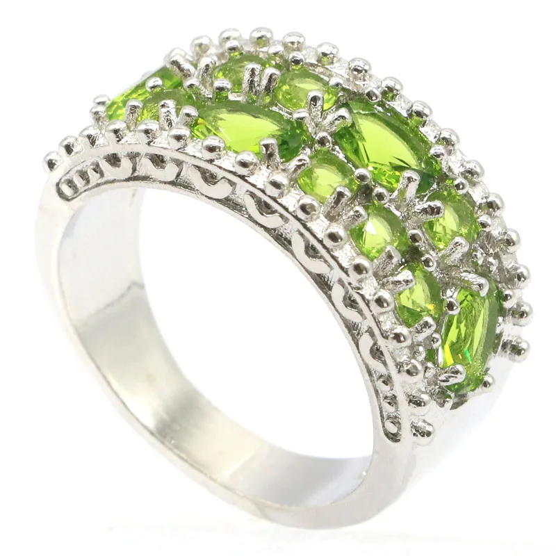 

24x11mm Stunning 7.3g Green Peridot Women Daily Wear Silver Rings Drop Shipping