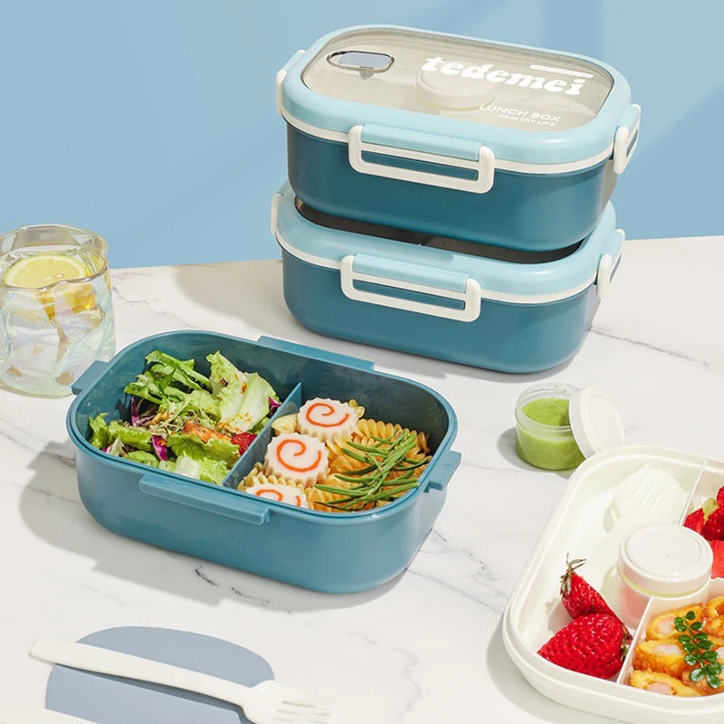 

1100ml Adult Bento Box Kids Bento Lunch Box with Cutlery Durable Perfect Size for Carrying Microwave Safe