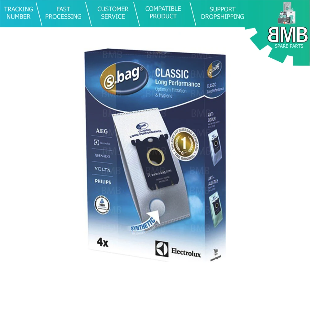 

Пылесборник Electrolux E201B SBAG классический длинный, 1 упаковка, 4 шт., продукт высокого качества