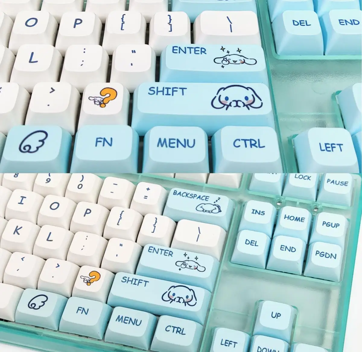 Фото Ключевые колпачки 129 клавиш/набор Jade Rabbit PBT XDA профиль на заказ милый белый колпачок для MX Переключатель механические игровые колпачки для клавиш №3