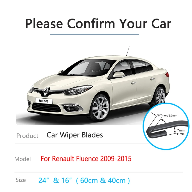 Щетки стеклоочистителя для Renault Fluence Samsung SM3 2009 ~ 2015 передние бескаркасные щетки