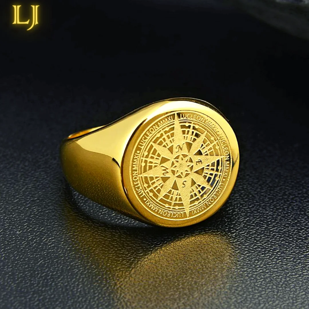 

Nordic Gold Ring (Old Coin) Identical 18K Gold-Custom Laser Engraving Ring. (Send art for recording)