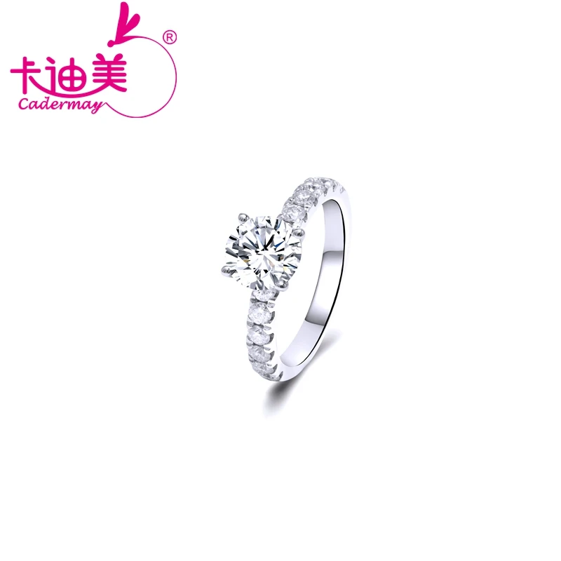 

CADERMAY Jewelry Wholesale 100% S925 Silve Trendy DEF Round Shape Moissanite Wedding Engagement Anniversary Rings For Women