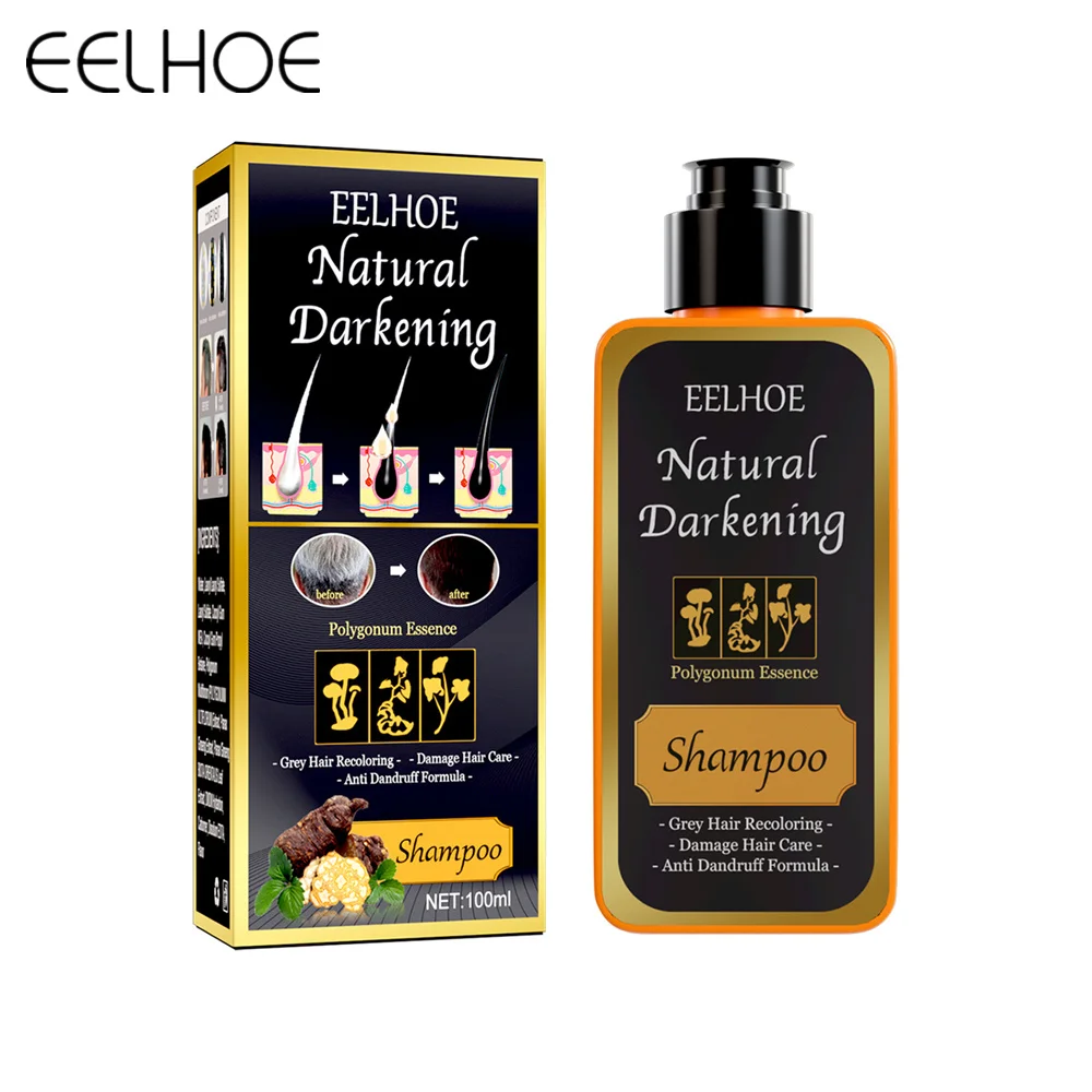 

EELHOE Traditional Chinese Medicine Shampoo Natural Darkening Polygonum Multiflorum Hair Care Shampoo Nourishing Black Hair