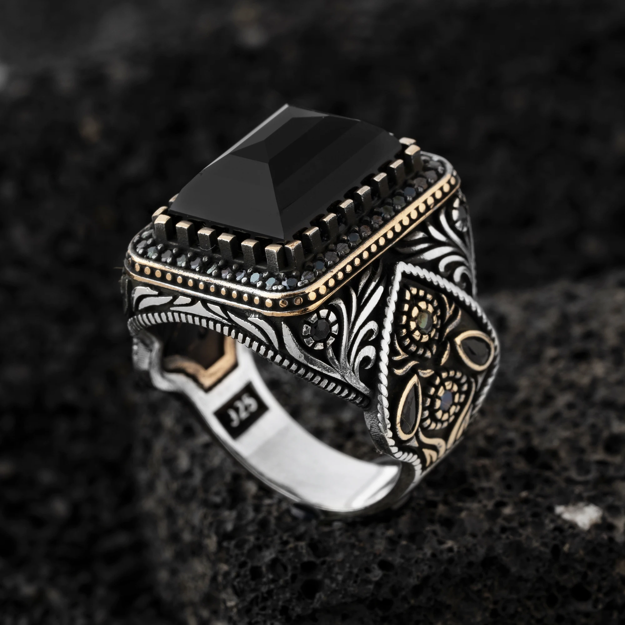Bague en argent regardé 925 pour homme, pierre d'onyx, bijoux à la mode, cadeau vintage, matiques Aqeq pour homme, toutes tailles
