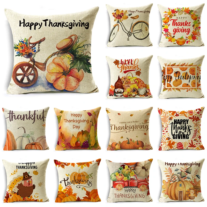

Thanksgiving Theme Pillow Cover Vegetables Fruit Harvest Sofa Car Lumbar Pillow Cushion Cover 40*40cm/45*45cm/50*50cm