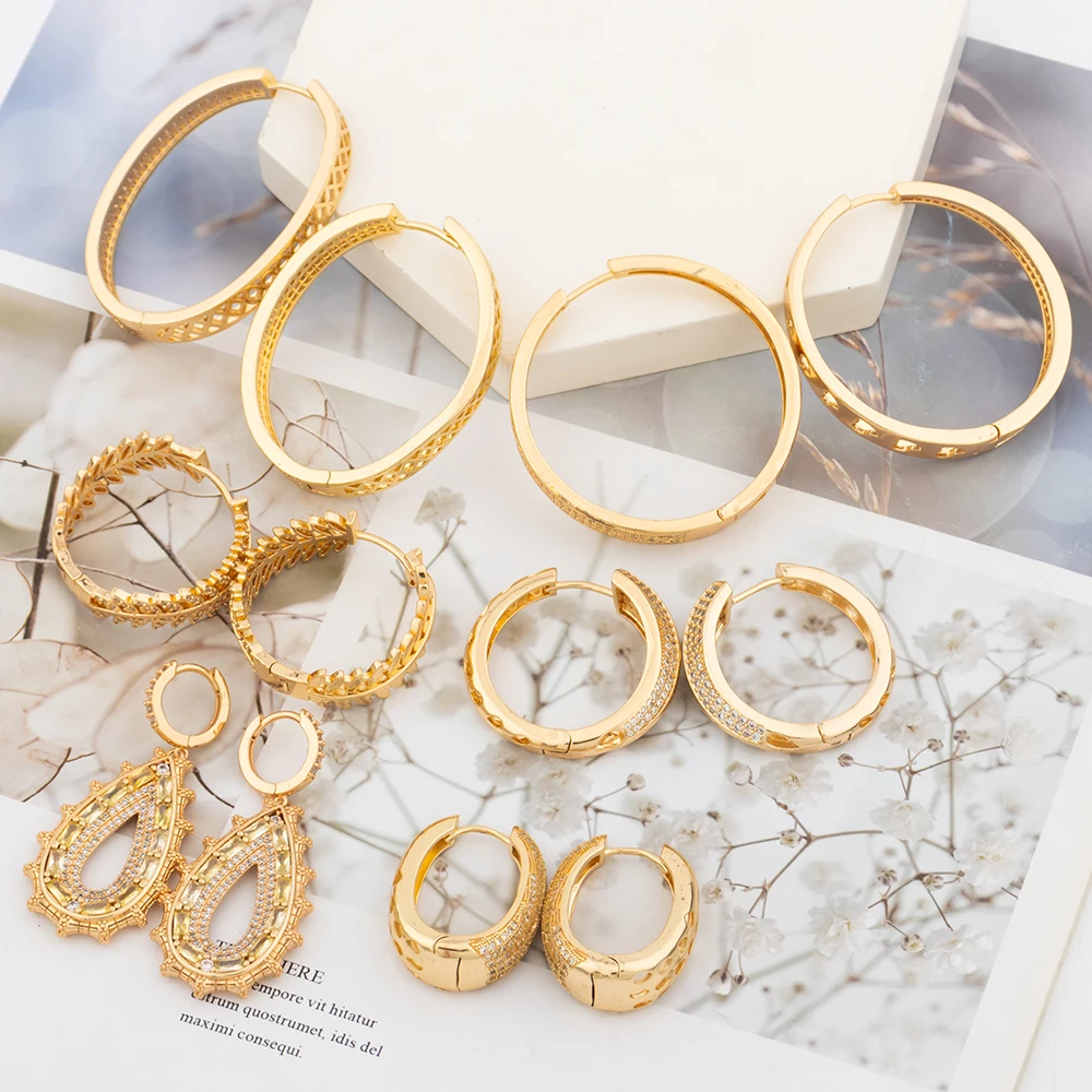 

Hoop Earrings for Women Elegant Party Zirconia Crystal Design Round Earrings Weddings Princess Jewellery Bride Ear Accessories