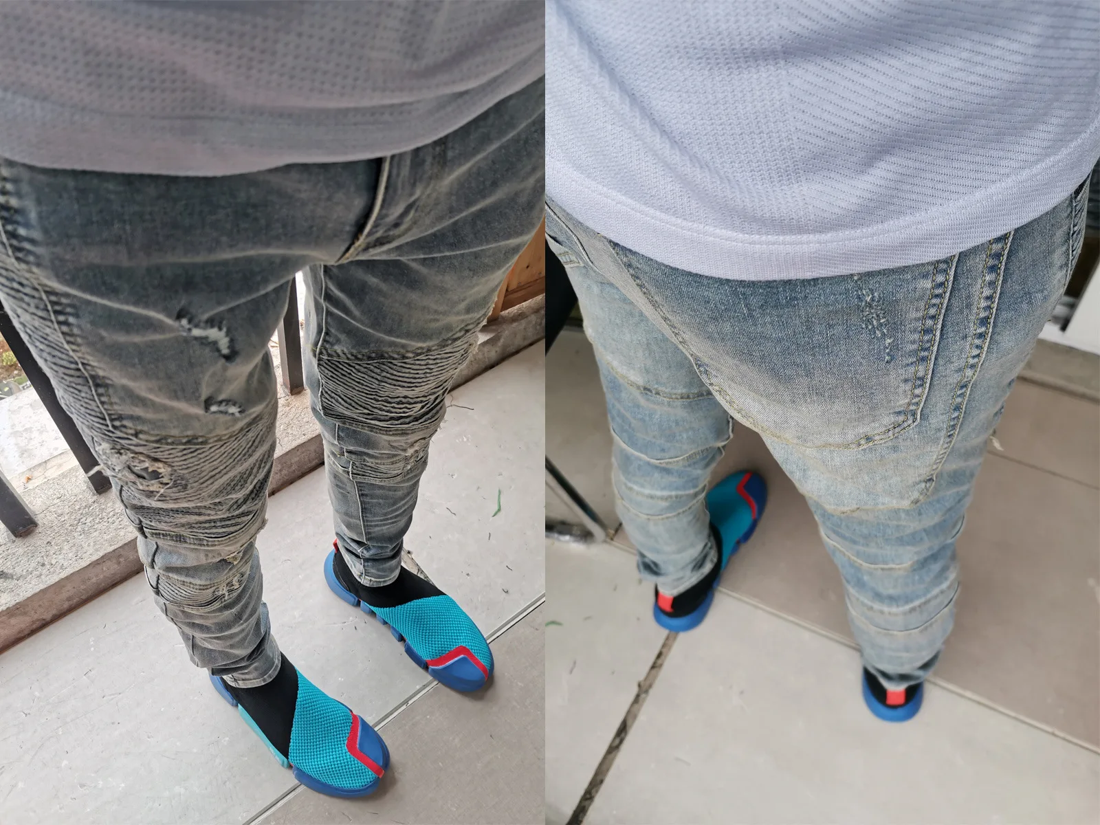 Retro Fashion Street Wear Washed Distressed Ripped Jeans Men's Slim Fit Casual Leggings Trendy Slim Pencil Pants Jeans For Men