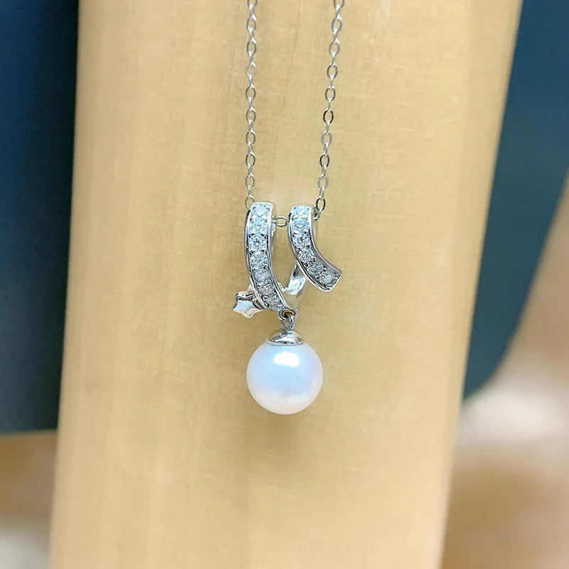 Купи S925 Silver 8MM Pearl Moisssanite Pendant Necklace Women Ins Jewelry D Color VVS1 Moissanite Diamond Charm Necklace Gift за 1,551 рублей в магазине AliExpress