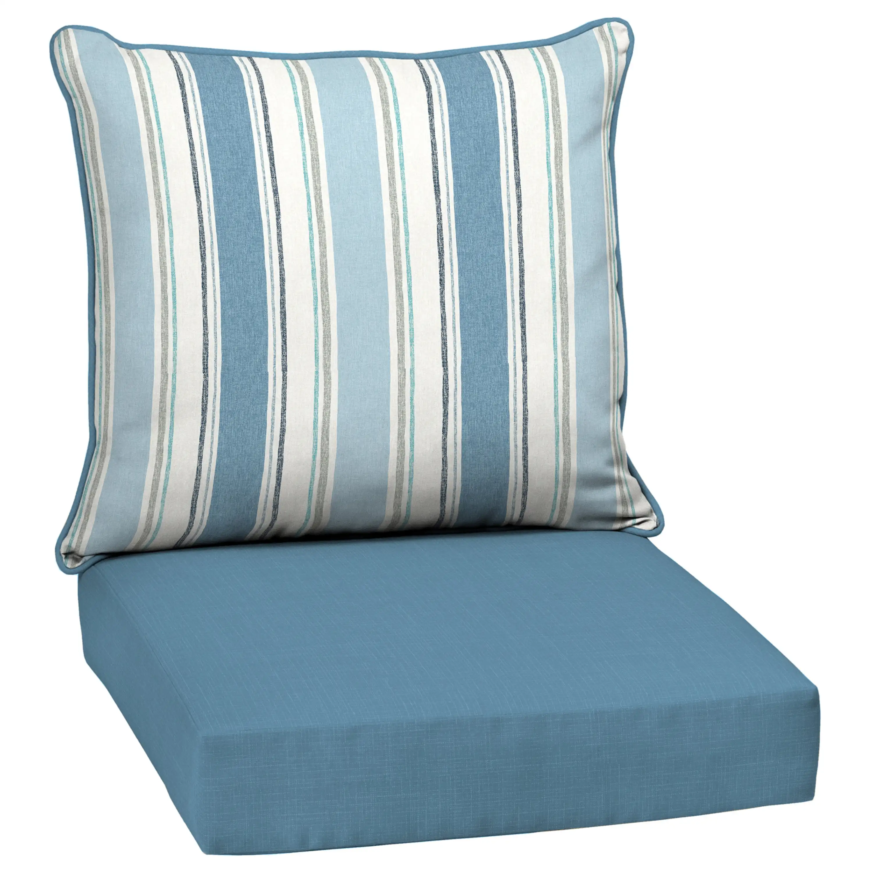 

Outdoor Deep Seating Cushion Set 24 x 24, French Blue Linen Stripe