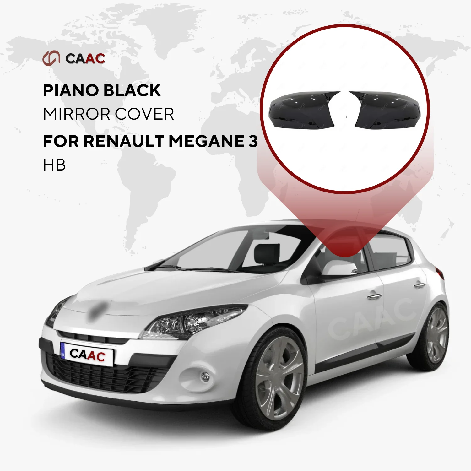 

Накладка на боковое зеркало для Renault Megane HB 2008-2016, 2 шт.