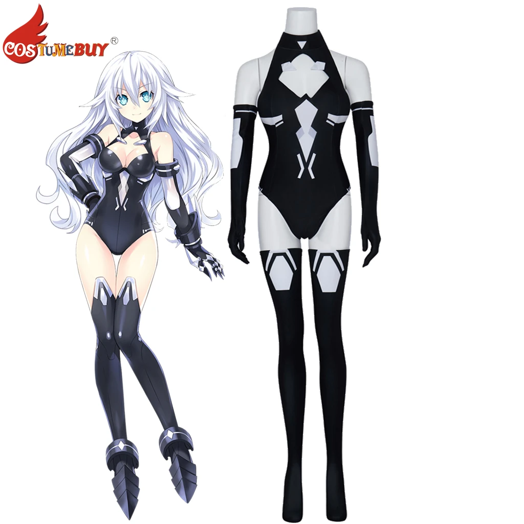 

Hyperdimension Neptunia Animation Noire Black Heart Cosplay Costume,Sexy Tank Bodysuit with Knee Socks Gloves Halloween Outfits
