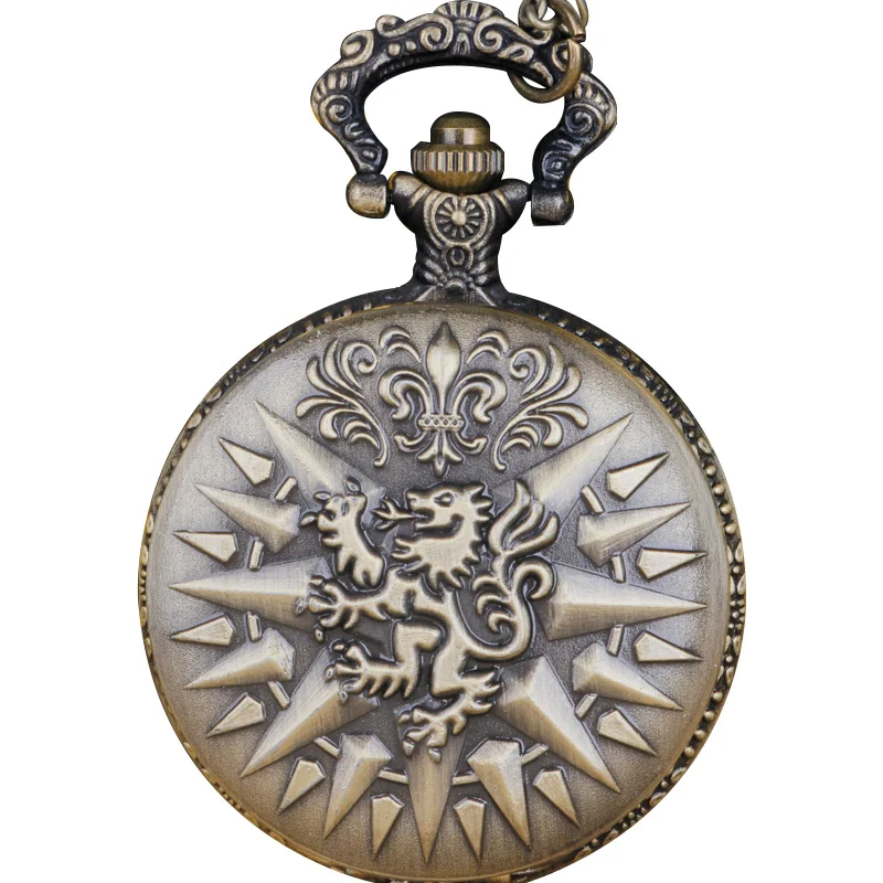Бронзовые антикварные ретро кварцевые карманные часы коллекция половина охотника стимпанк с цепочкой Fob часы reloj de bolsillo hombre
