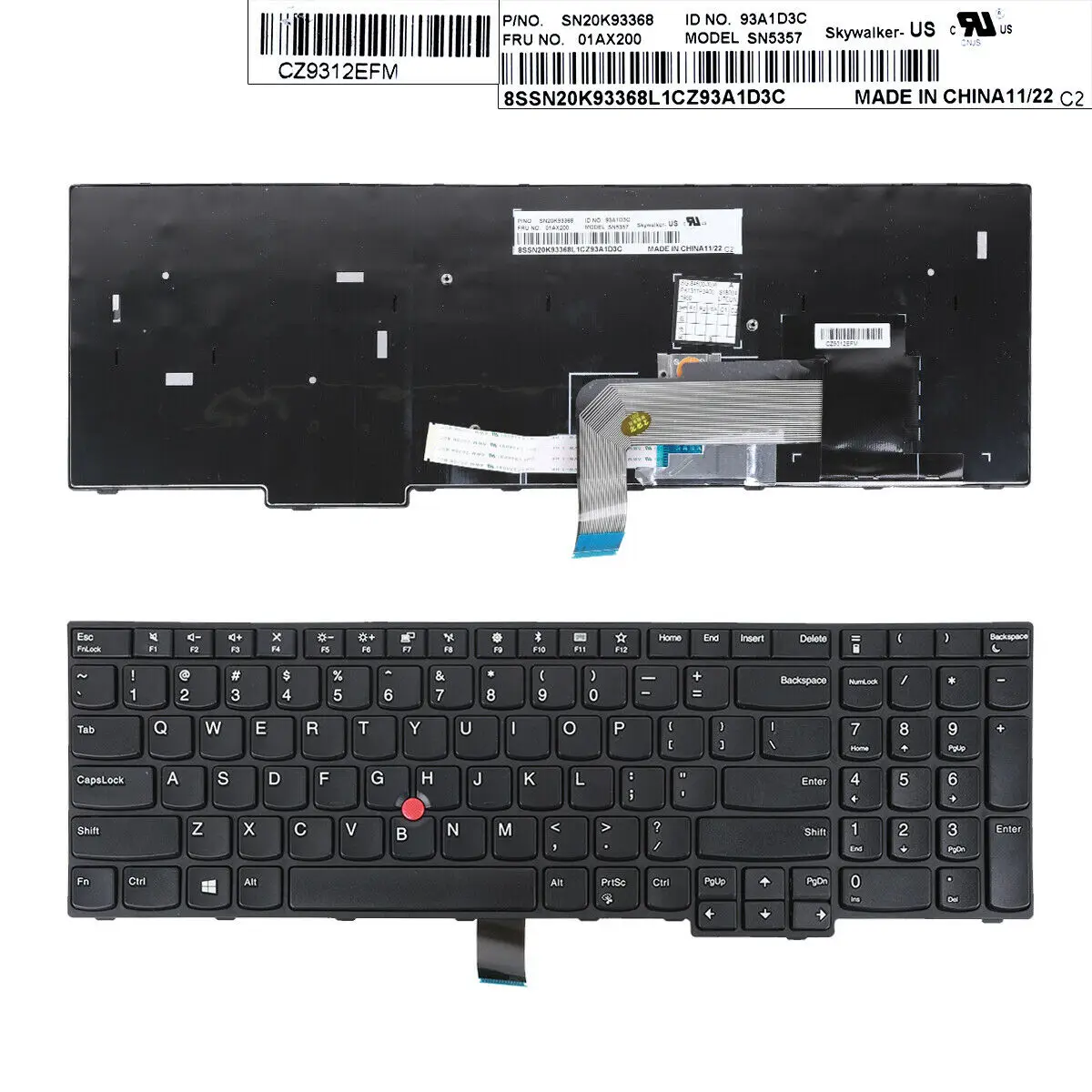 

New US Layout Keyboard For Thinkpad E570 E575 BLACK With Point Stick