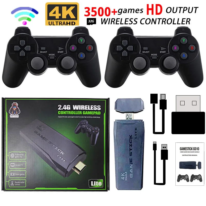 

Игровая консоль для видеоигр, Прямая поставка, 32 ГБ, встроенная игровая консоль 3500, беспроводной контроллер, игровой джойстик для PS1/GBA Boy, подарок на Рождество