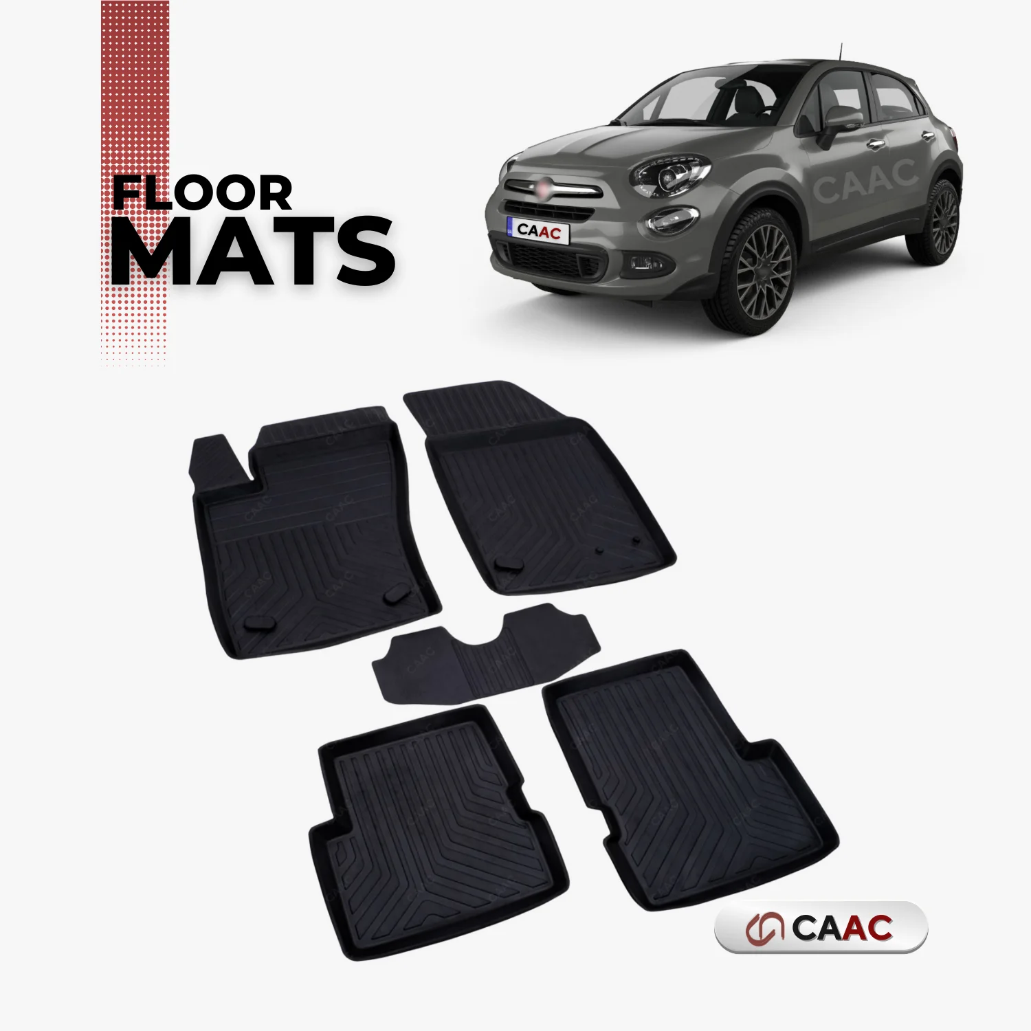 

Напольные коврики для Fiat 500X SUV 2015-2023, подкладка, все воздушные формованные 4D черные внешние части из 5 предметов, металлическое основание, аксессуары для автомобиля
