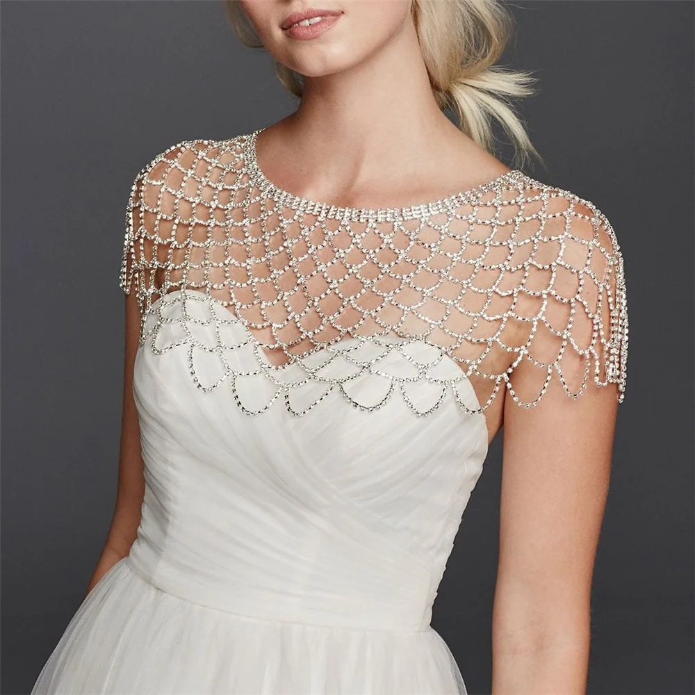 

Bohemian Crystal Rhinestone Bridal Wedding Shoulder Chain Shoulder Necklace Shoulder Piece Glitter Statement Body Chain Jewelry