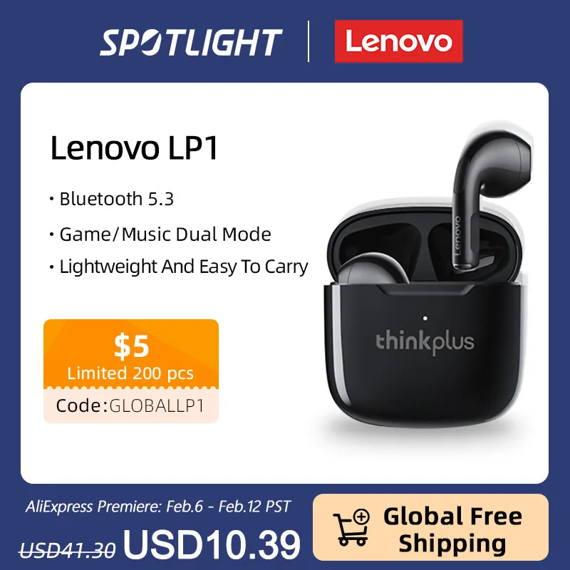 

Original Lenovo LP1 TWS 5.3 Wireless Headphones Bluetooth Earphones HIFI Stereo Bass Earbuds Gaming Headset With Mic New 2023