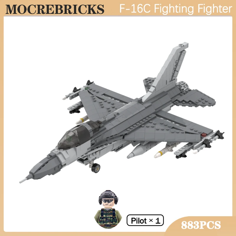 

Military US Air Force F-16C Fighting Falcon Fighter MOC Building Blocks WW II Weapons Aircraft Model Bricks Toys Children Gifts