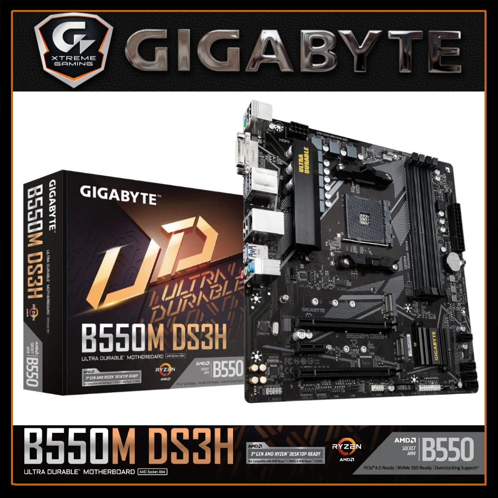 

Новый чип B550M DS3H GIGABYTE системная плата AMD B550 с поддержкой процессора AMD Ryzen 4xDDR4 Socket AM4 1xM.2 Micro ATX PCI-E 4,0 128 ГБ