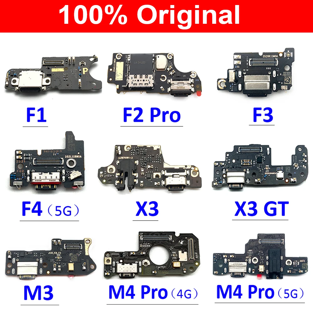 

Original For Xiaomi Mi Poco F1 F2 F3 F4 M3 X3 M4 Pro 4G 5G Dock Connector USB Charger Charging Port Flex Cable Microphone Board