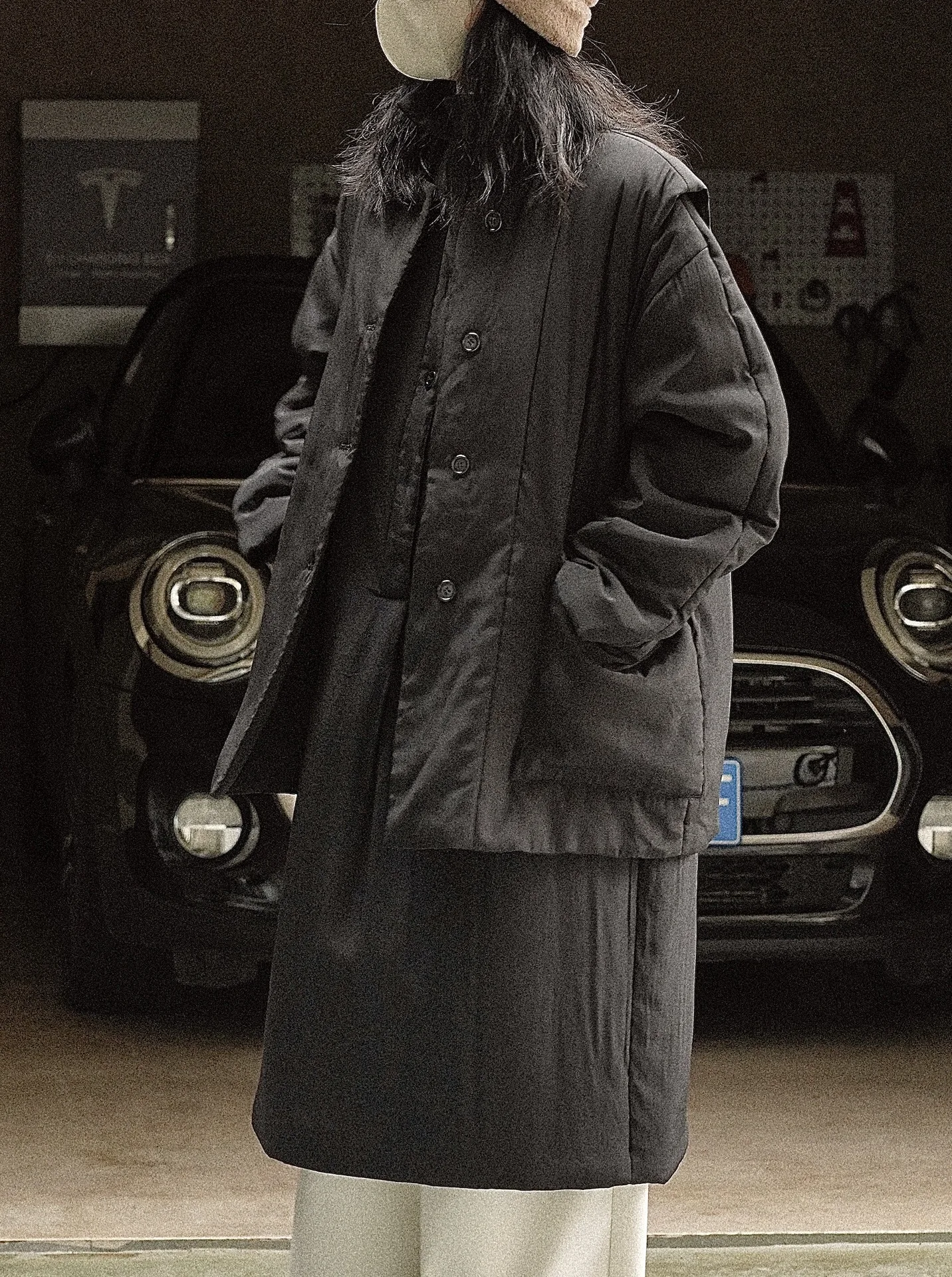 woman warm winter coat vest from set (without dress)