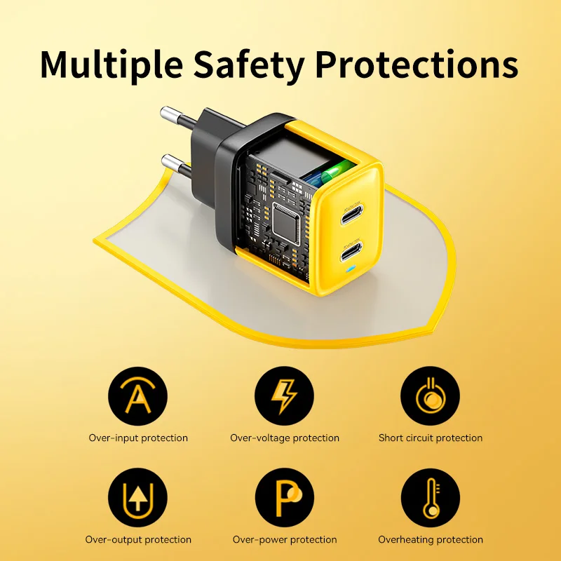 WEKOME Mecha Style Type C 40W GaN Charger Dual Ports PD QC 3.0 Fast Charging Adapter for iPhone 14 Series Samsung Xiaomi Huawei