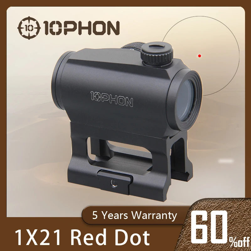 10PHON 1x21 Red Dot Sight Scope 3MOA Hunting Tactical Optics Riflescope Sight 21mm Rail Mount Collimator Rifle Sight