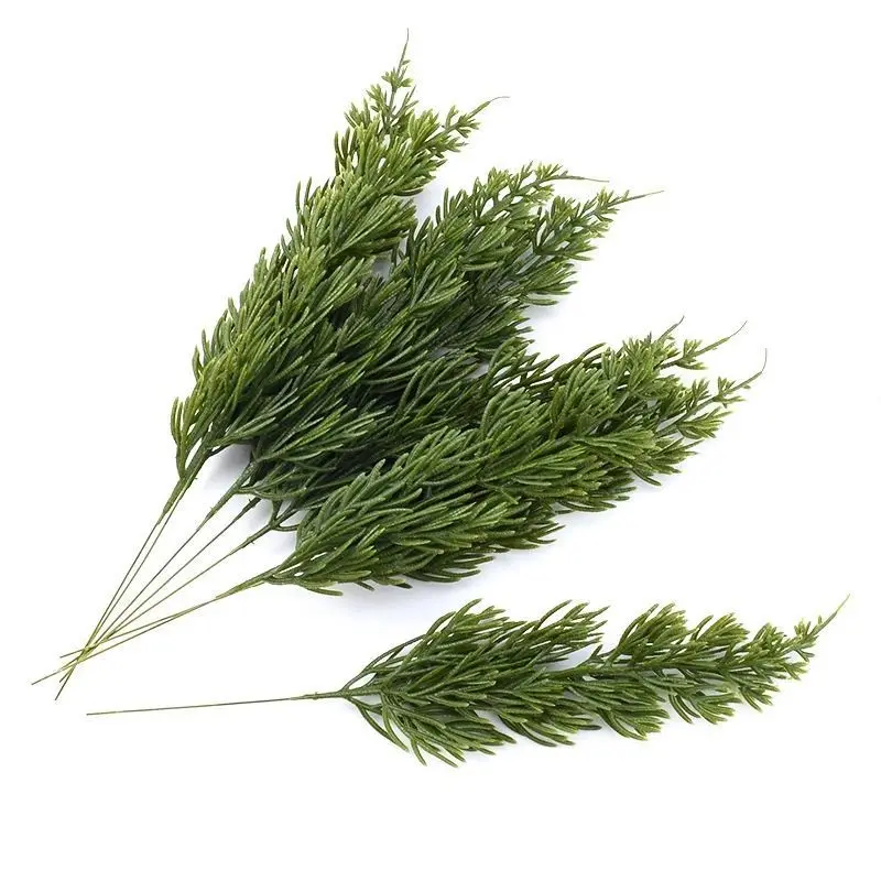 

6PCs Green Pine Christmas Leaves Decorative Flowers Wreaths Diy Artificial Plants For Home Festival Wedding Decoration 24cm long