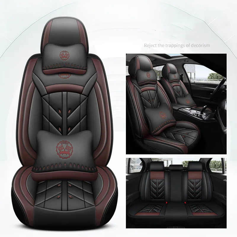

Car Seat Cover Accessories Full Set Leather Pad Cover Universal for Jaguar All Models Most Cars SUV Pickup Trucks, coffee