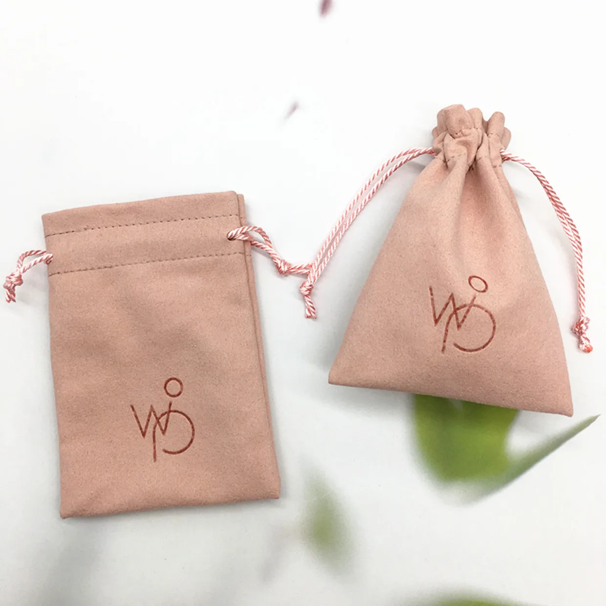 50pcs Pink Personalized Logo Printing Custom Drawstring Bag Jewelry Packaging Bag Small Bag Free Shipping Chic Wedding Pouch