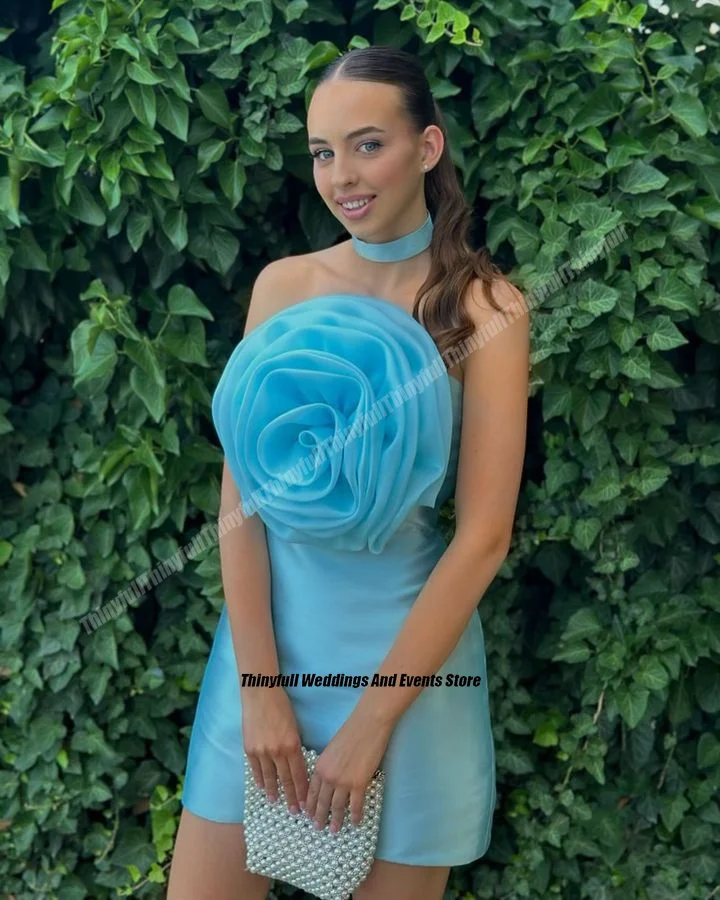 Тонкие Атласные/из органзы короткие женские платья с 3D цветами для дня рождения