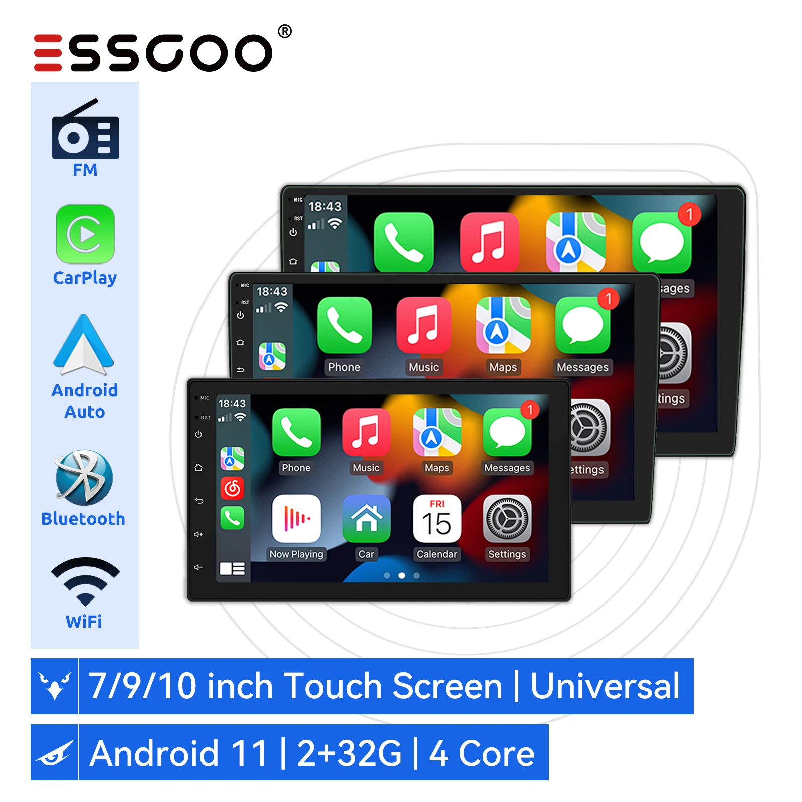 Автомагнитола ESSGOO мультимедийный плеер на Android с 7 "экраном 9" 10 " Wi-Fi Bluetooth