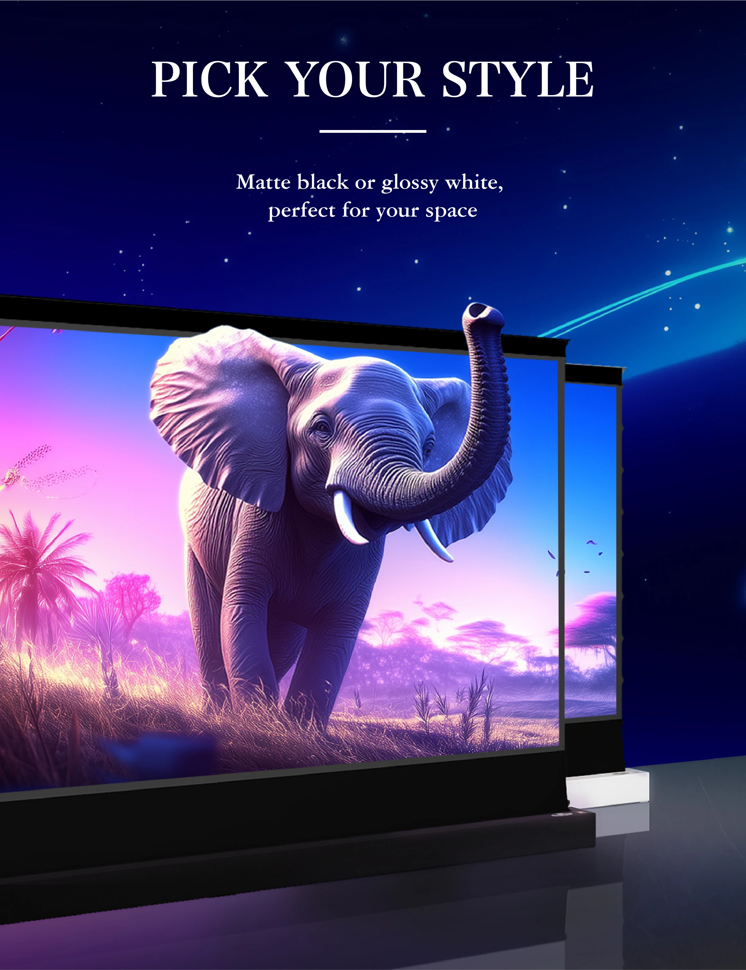 VIVIDSTORM 84 дюйма S Fusion светильник отклоняющий экран Электрический пол 4K готовый