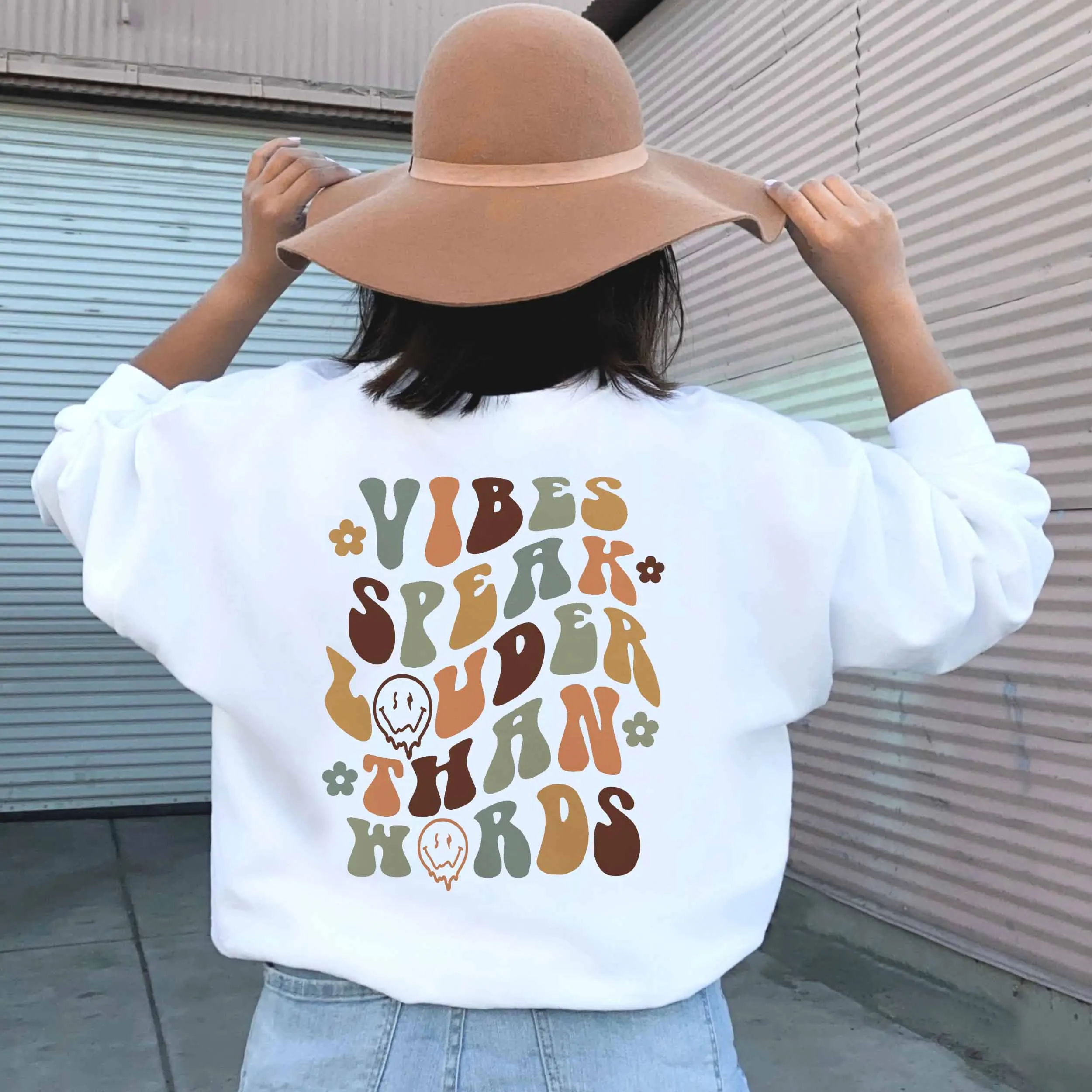 

Vibes Speak Louder Than Words trendy women fashion unisex cotton casual pullovers autumn spring party sweatshirt youngs tops
