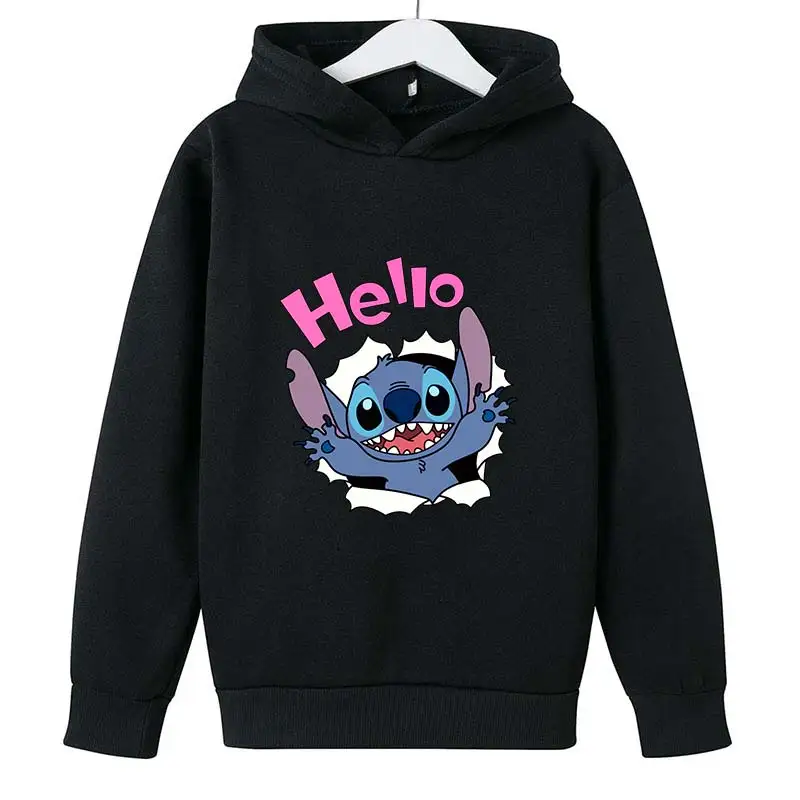 

Children's Cotton Sweatshirts Stitch Spring Autumn Long Sleeves Hoodies Clothes Boys And Girls Stich Cartoon Casual Hooded Tops
