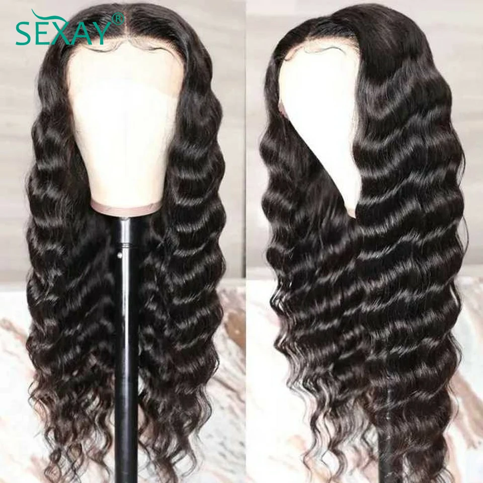 28 30 Inch Lace Front Human Hair Wigs T Part Sexay Loose Deep Wave Human Hair Wigs Middle Part 4x4 Transparent Lace Closure Wig