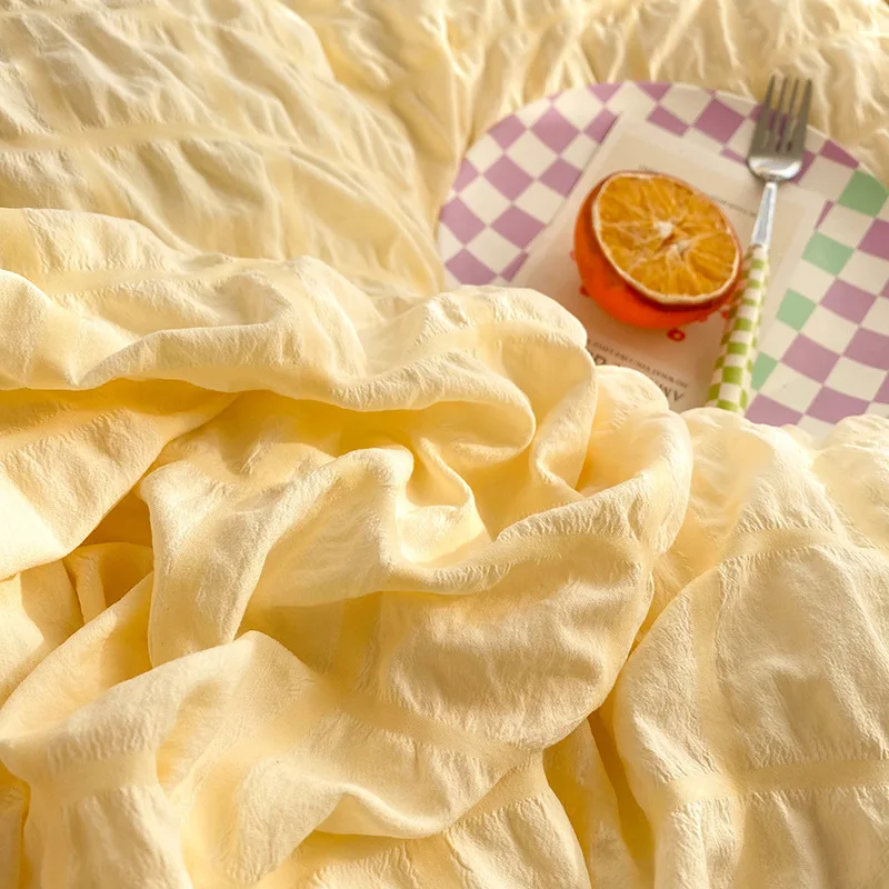 Kawaii принцесса Seersucker Комплект постельного белья для девушек из мытого хлопка в