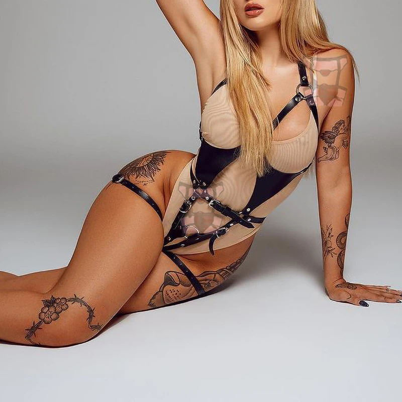 Women Leather Harness Sexy Lingerie Accessories Body Bound Bdsm Thigh Bands 18+ Exotic Adult Game Props Pole Danceing Costume