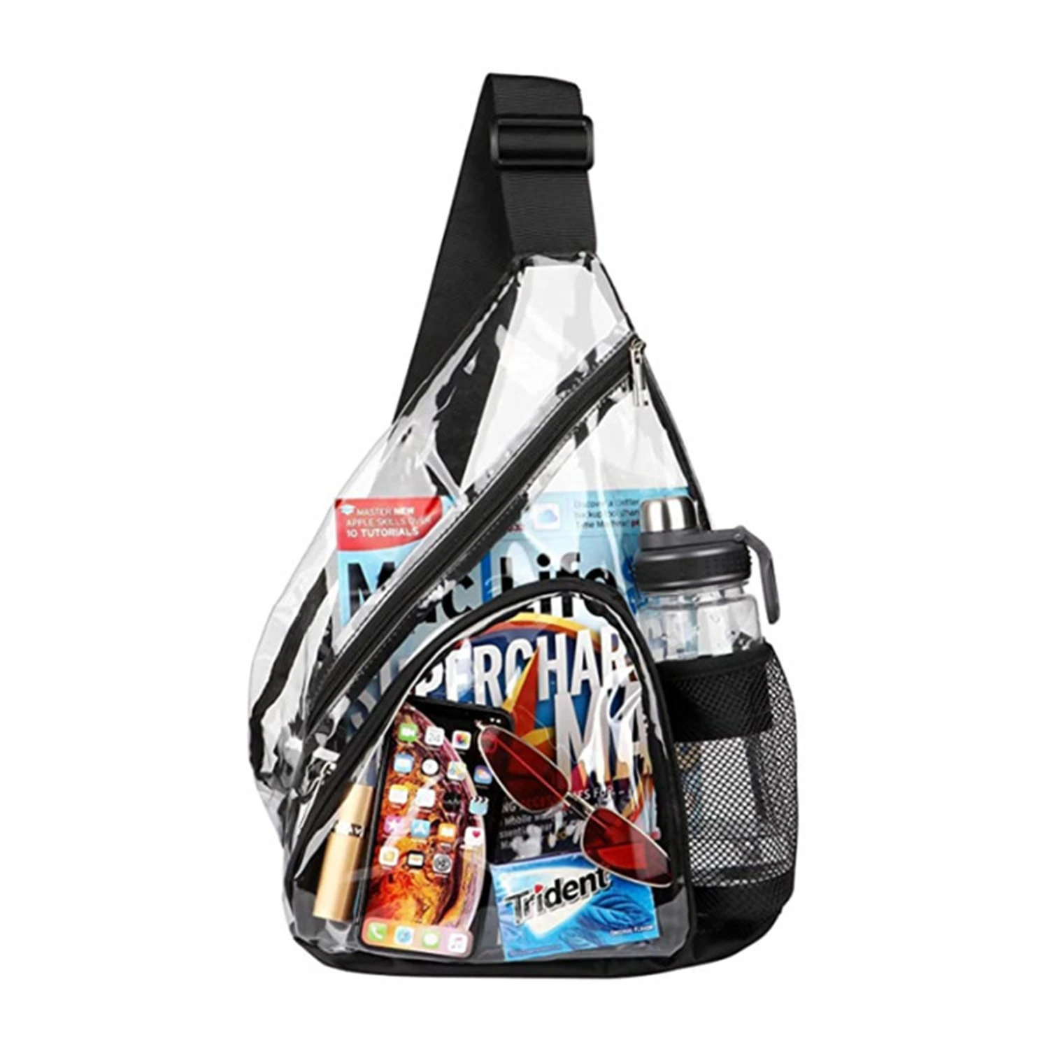 

Stadium Transparent PVC Crossbody Bag Waterproof Clear Approved Purse with Zipper Top Travel Bag For Gym and Concert Large Capa.