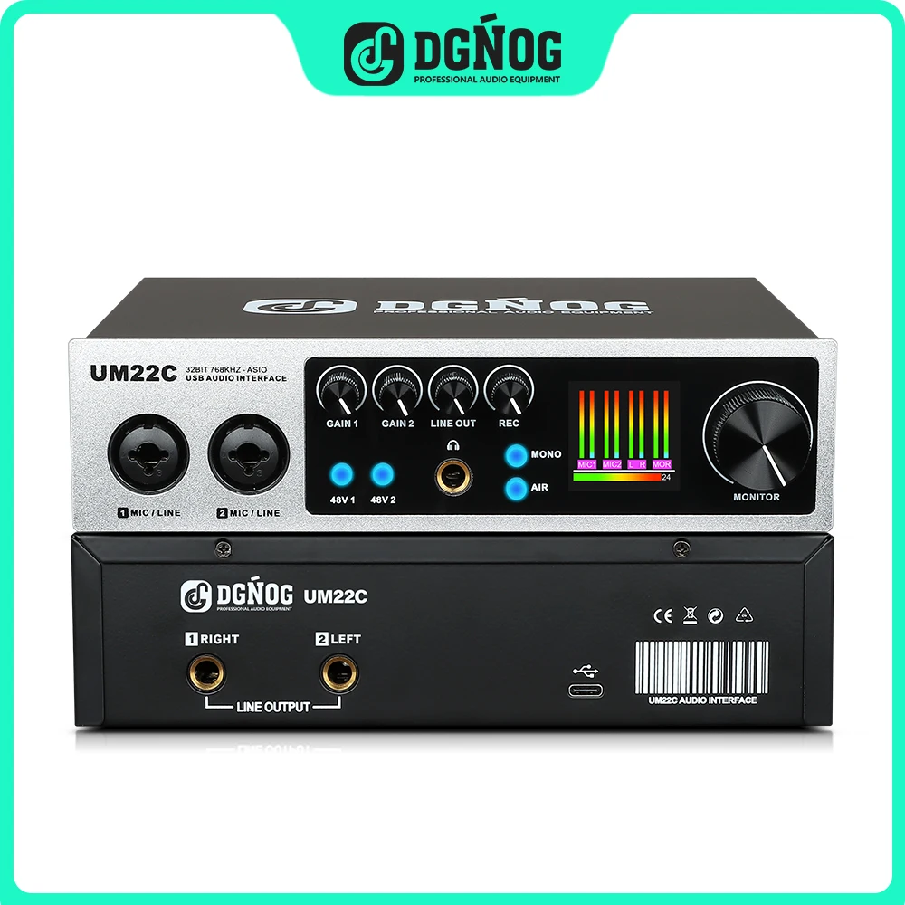 

UM22C USB Audio Interface 32bit/768KHz Professional Recording Sound Card for Studio Guitar Vocalist Podcaster Producer Streaming