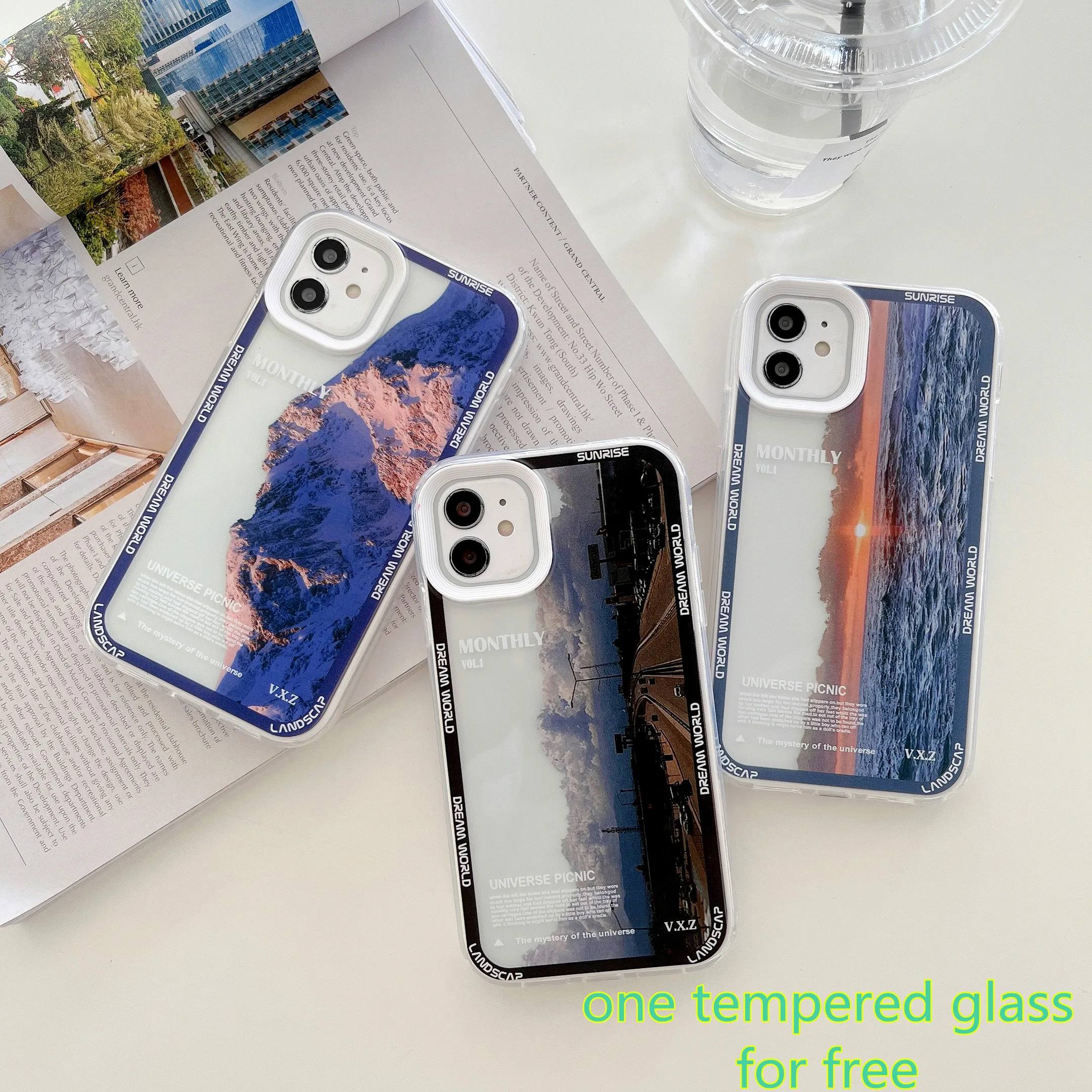 

3 in 1 Sunset Mountain Silicone Case for iPhone 11 12 13 Pro Max Sea Highway Silicone Cover iPhone 11 чехол айфон Funda iPhone