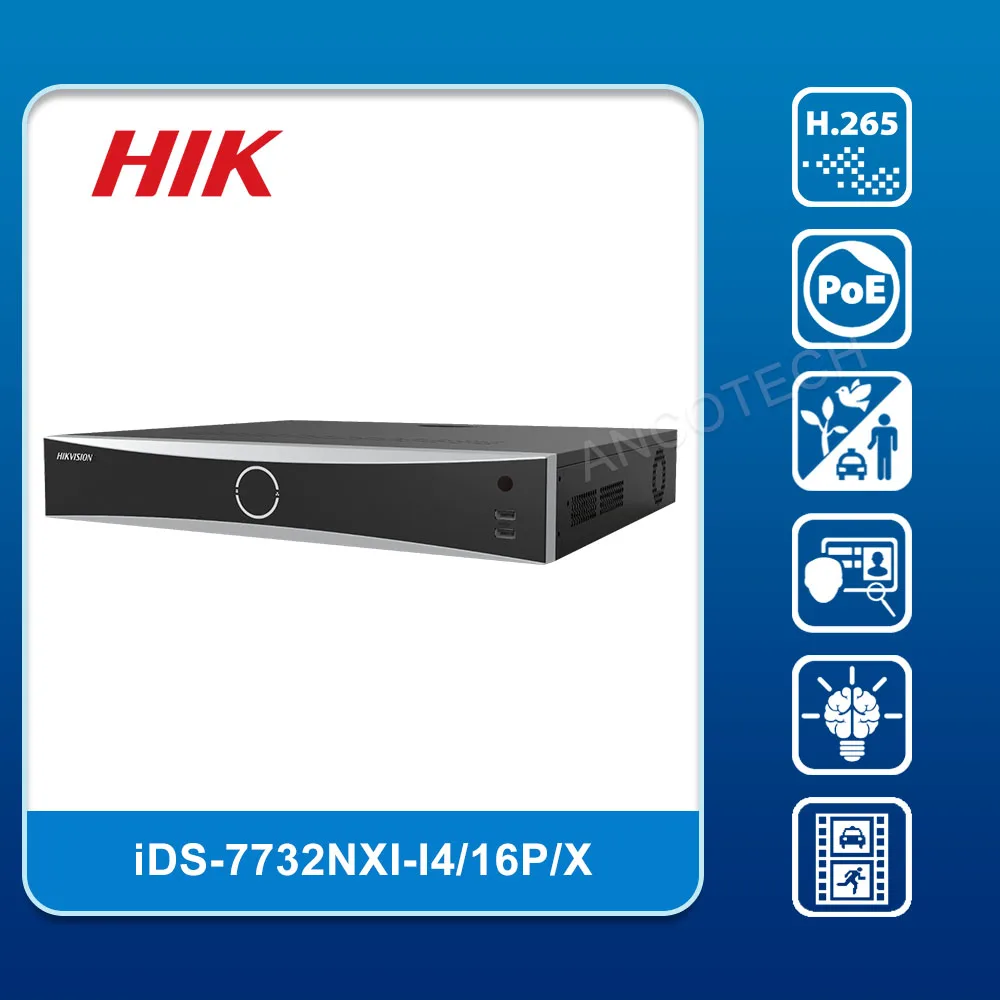 

HIK iDS-7732NXI-I4/16P/X 32-ch 1.5U 16 PoE 4K DeepinMind NVR Intelligent analytics based on deep learning algorithm