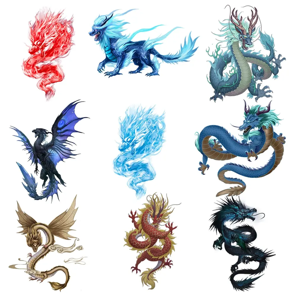 

Oriental Dragon Stripes Heat Transfer Stickers Appliques on Clothes Thermoadhesive Iron on Patches Custom Patch Free Shipping
