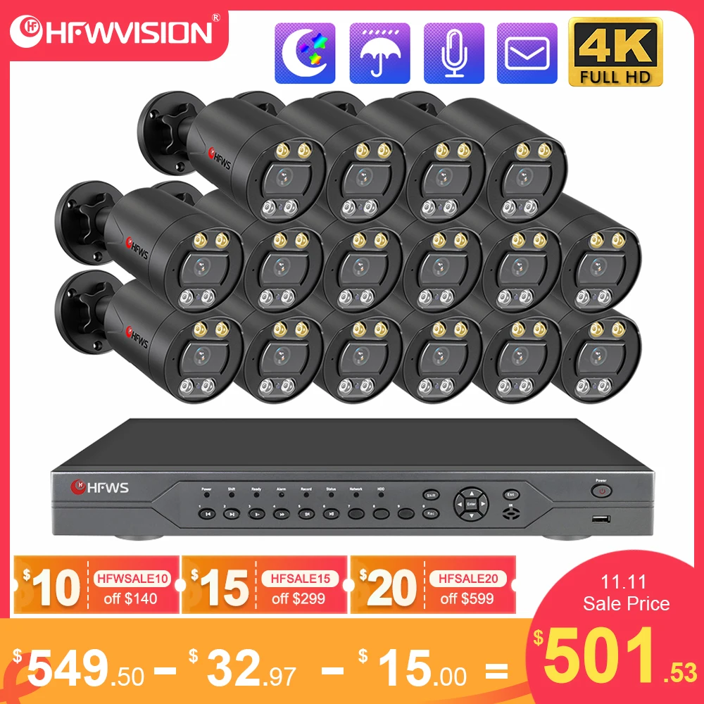 Купить Система видеонаблюдения, 4K, 8 Мп, Poe, 16 каналов