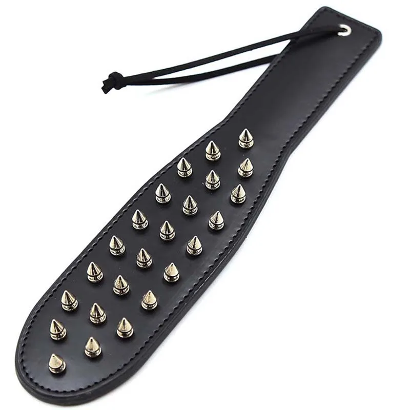 

30CM Dual-sided PU Leather Metal Punk Rivet Spank Bondage Stimulate Roleplay Flogger Adult Sex Toy for Couple