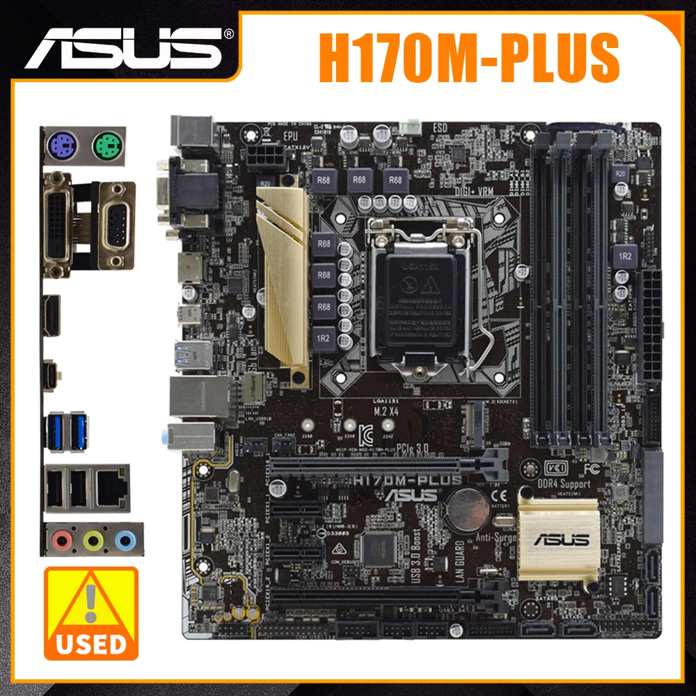 

Материнская плата ASUS H170M-PLUS 1151, материнская плата DDR4 с поддержкой Core i7 7700K, системный блок, M.2, SATA3, PCI-E 3,0, 64 ГБ, USB3.0
