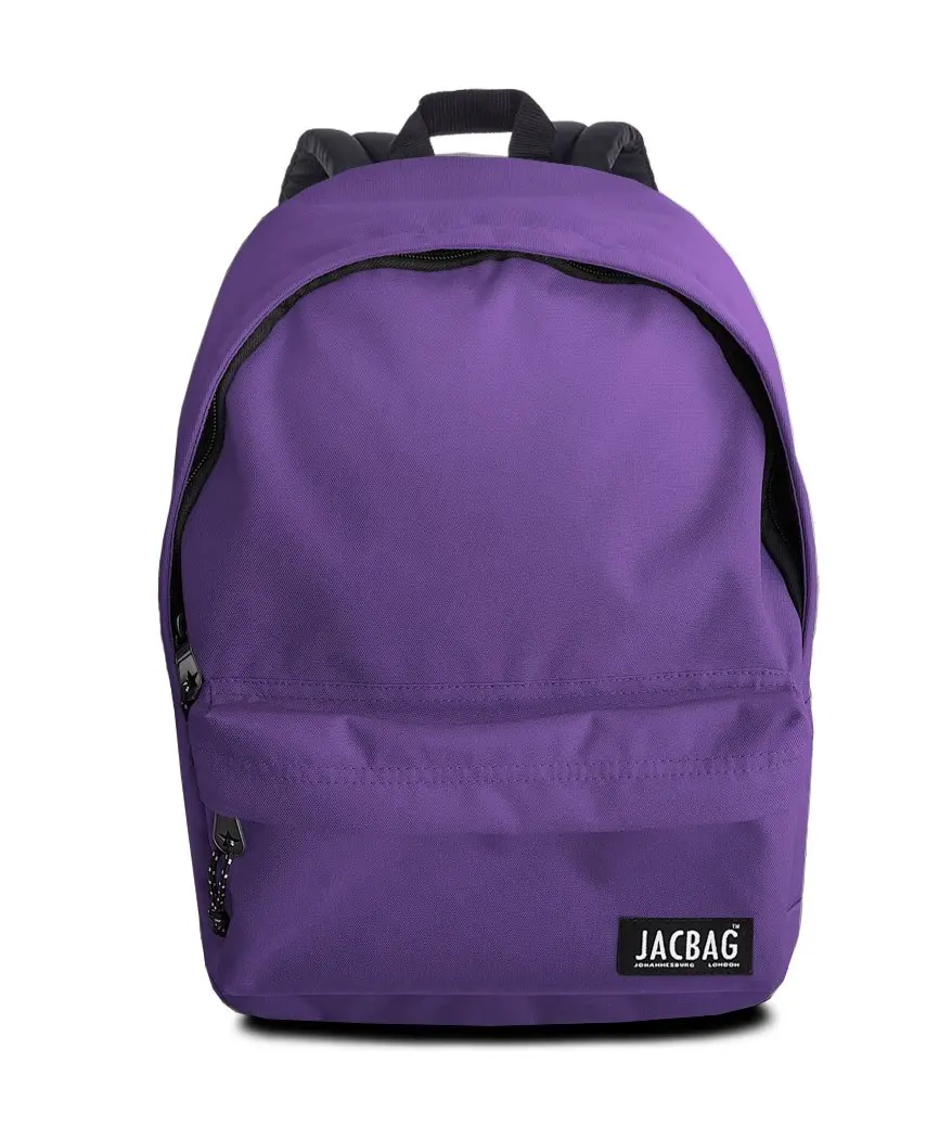 Jacbag Classic Rugged Single Compartment Zippered Front Pocket Large Inner Volume Adjustable Shoulder Strap Backpack School Bag